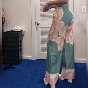Floral Flare Pant- Green and Pink Size Small